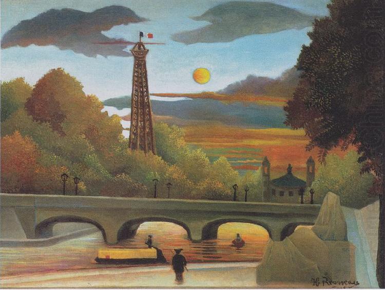 Seine and Eiffel-tower in the sunset, Henri Rousseau